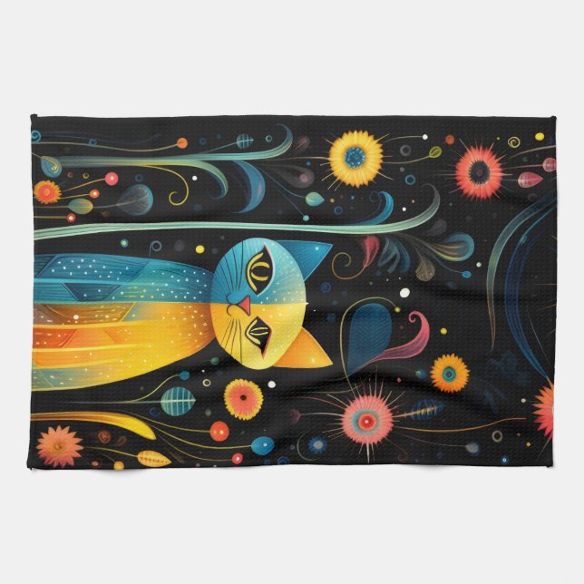 Gult katter kökshandduk (Horisontell)