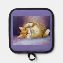 Gult kattunge Oven Mitts & Pot Holders