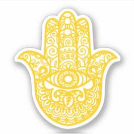 Gult Khamsa Hand Lycka till Klistermärken