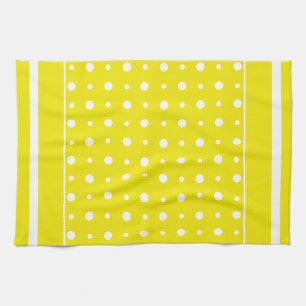 Gult Kitchen eller Tea Towel med White Polka dots Kökshandduk