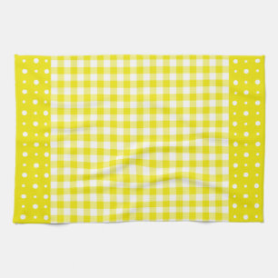 Gult Kitchen Towel, Polka dots och Check Gingham Kökshandduk