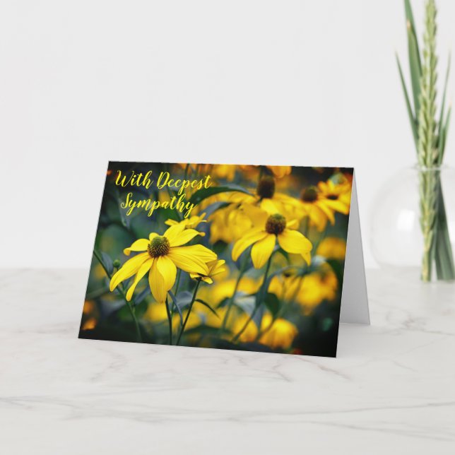Gult Klipp ut Löv med djup sympati Kort (Framsida)