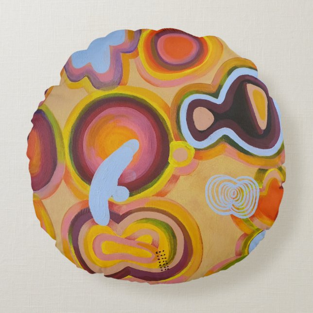 gult klocka rund kudde (Framsidan)