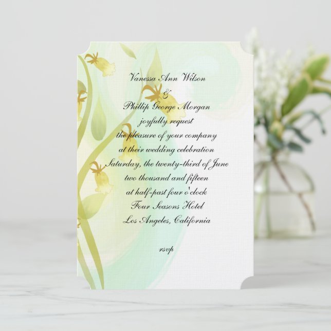 Gult Klockor vattenfärg Tvättar Inbjudningar (Stående Fram)