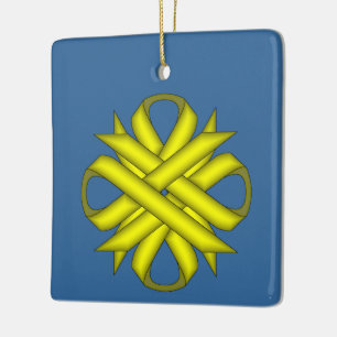 Gult Klöver Ribbon av Kenneth Yoncich Julgransprydnad Keramik
