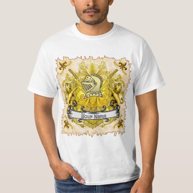 Gult Knight Family Crest-efternamn T Shirt (Framsida)