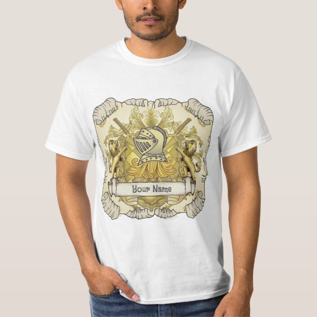 Gult Knight Family Crest-efternamn T Shirt (Framsida)