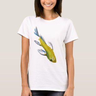 Gult koi japansk karp vattenfärgsfisk tee shirt