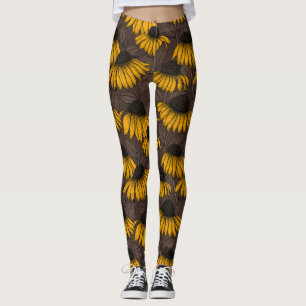 Gult konefloger på mörk brun leggings