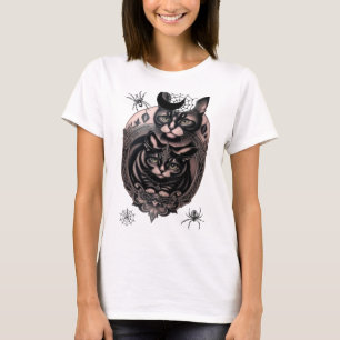 Gult kräppig katt och spindeltröja t shirt