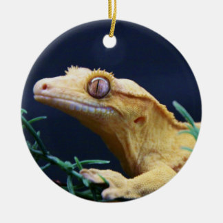 Gult krönat vila för Gecko Julgransprydnad Keramik