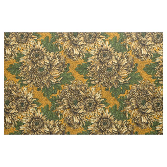 Gult krysanthemum-blommor tyg (Fat Quarter)