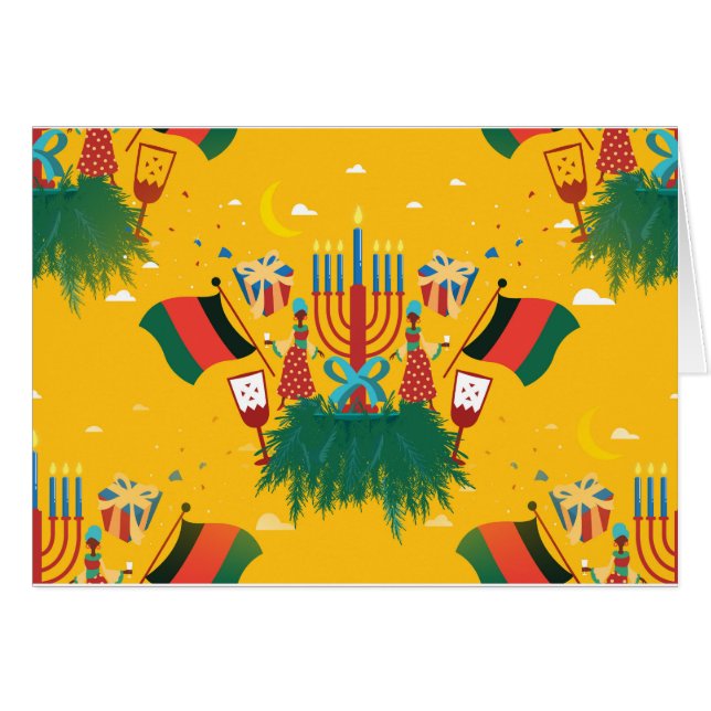 gult Kwanzaa Hälsningskort (Framsidan Horizontal)