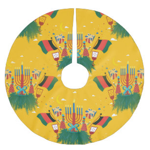 gult kwanzaa julgran skirt julgransmatta borstad polyester