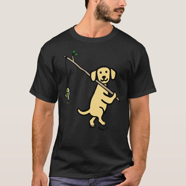 Gult Labour Retriever Fishing T Shirt (Framsida)