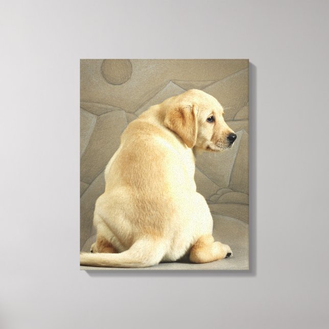 Gult Labour Retriever Puppy Canvastryck (Framsida)