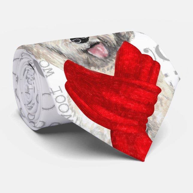 Gult Labradoodle Funny Woof jul Hund älskare Slips (Rullad)