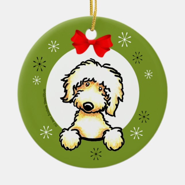 Gult Labradoodle jul Classic Julgransprydnad Keramik (Framsidan)