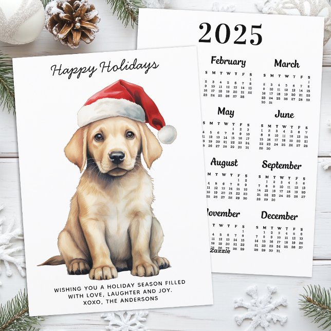 Gult Labrador 2025 Kalender Hund älskare jul Julkort (Skapare uppladdad)