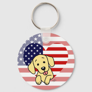 Gult Labrador American Heart Nyckelring