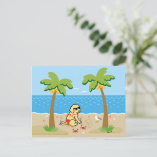 Gult Labrador Bikini Girl Postcard Vykort