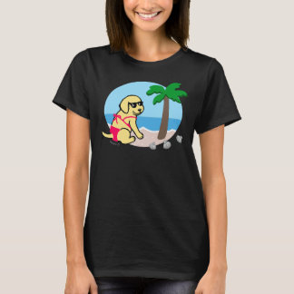 Gult Labrador Bikini Girl T Shirt