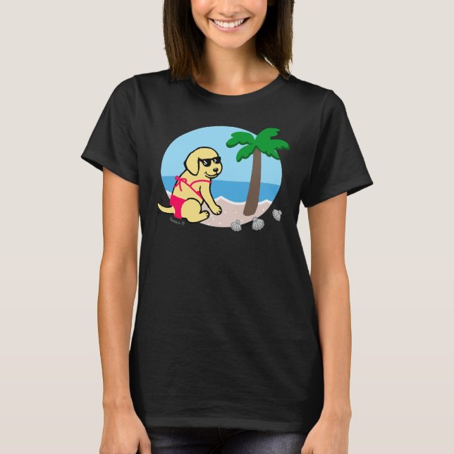 Gult Labrador Bikini Girl T Shirt (Framsida)
