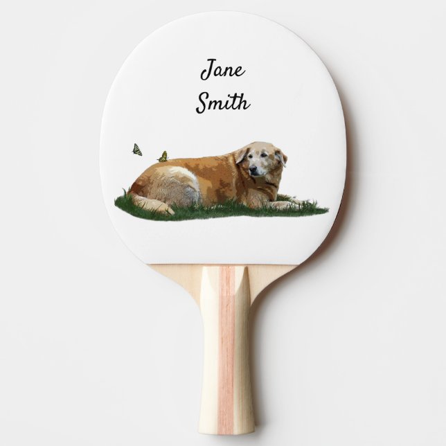 Gult Labrador Blandras Ping Pong Paddle Pingisracket (Framsidan)