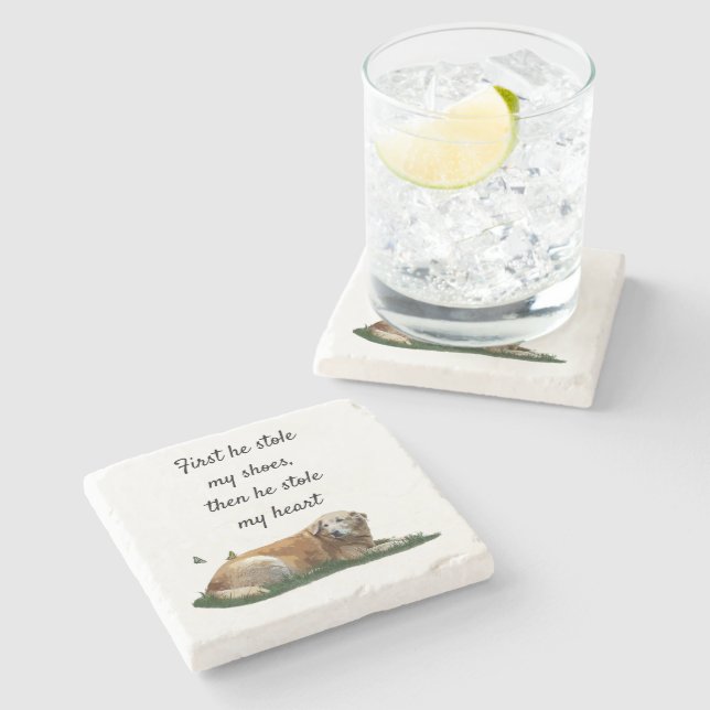 Gult Labrador Blandras Stone Underlägg (Sidan)