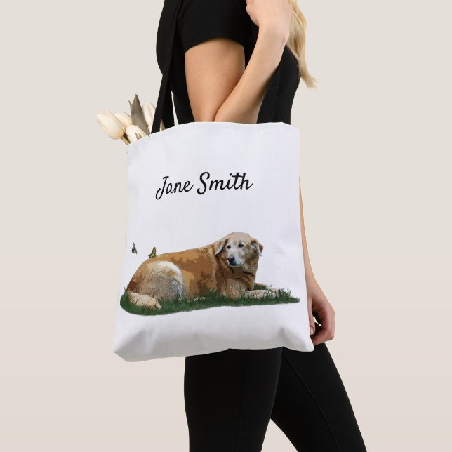 Gult Labrador Blandras Tote Bag Tygkasse (Närbild)