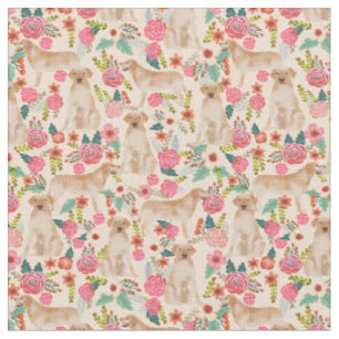 Gult Labrador-blommigt, design Tyg
