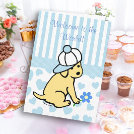 Gult Labrador Blue Nyfödd bebis Boy Grattiss Kort