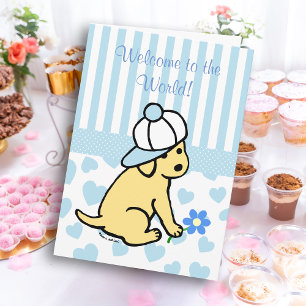 Gult Labrador Blue Nyfödd bebis Boy Grattiss Kort