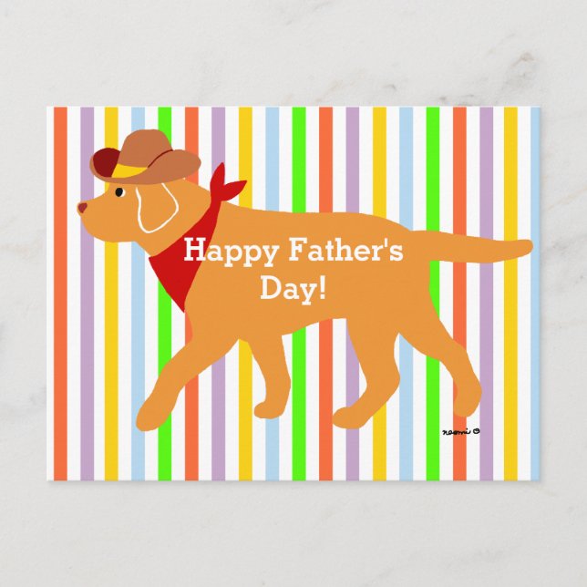 Gult Labrador CowboyTecknad Vykort (Framsida)