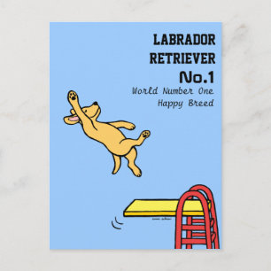 Gult Labrador Diving Tecknad Vykort