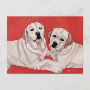Gult Labrador Duo-målning Vykort