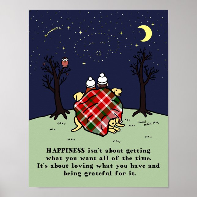 Gult Labrador Family and Starry Himlar Poster (Framsidan)