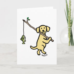 Gult Labrador Fishing Tecknad Kort
