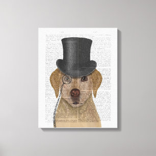 Gult Labrador, Formal Hound and Hat Canvastryck