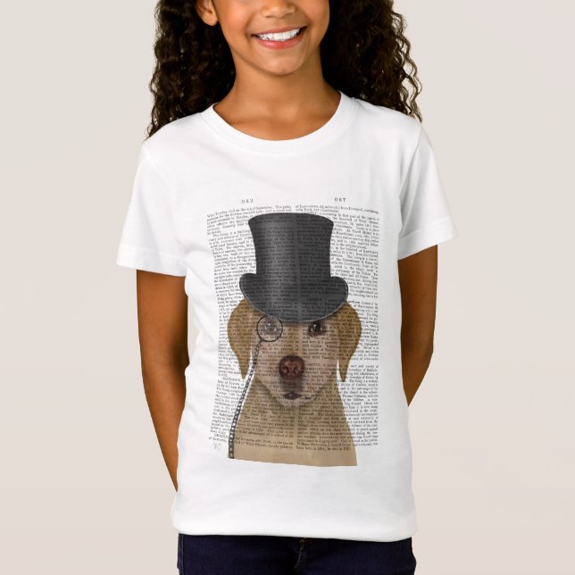 Gult Labrador, Formal Hound and Hat T Shirt (Framsida)