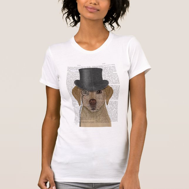 Gult Labrador, Formal Hound and Hat T Shirt (Framsida)