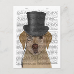 Gult Labrador, Formal Hound and Hat Vykort