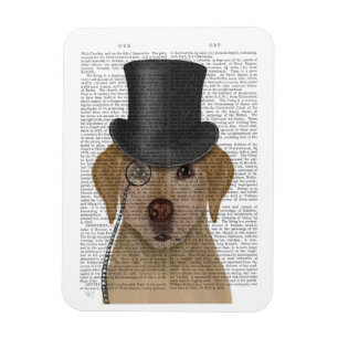 Gult Labrador, formell hund och hatt Magnet