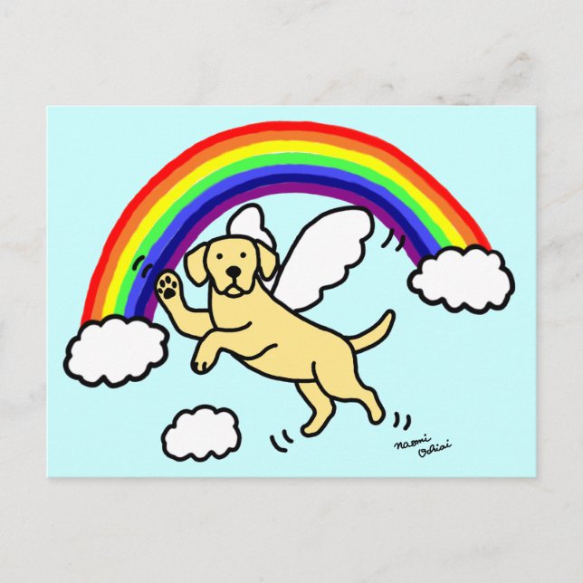 Gult Labrador Guardian Angel (Rainbow Bridge) Vykort (Framsida)
