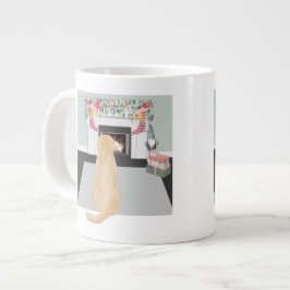 Gult Labrador Hund i julgransscenen Jumbo Mugg