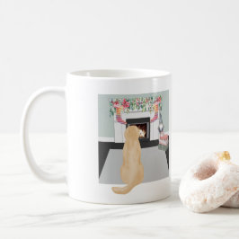 Gult Labrador Hund i julgransscenen Kaffemugg