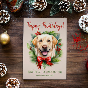 Gult Labrador Hund jul Lycklig Pawlidays Julkort