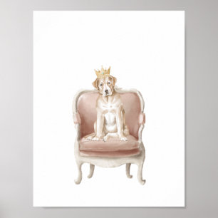 Gult Labrador Hund som via Royalet Krona Poster