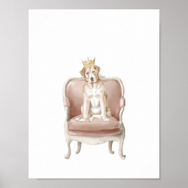 Gult Labrador Hund som via Royalet Krona Poster (Framsidan)