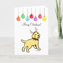 Gult Labrador jul Antlers och Ornaments Helgkort